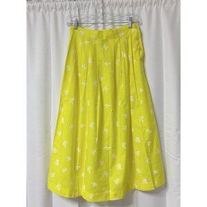 Vintage Kelly Harper Skirt 80s Midi Yellow Geometric Pleats 8